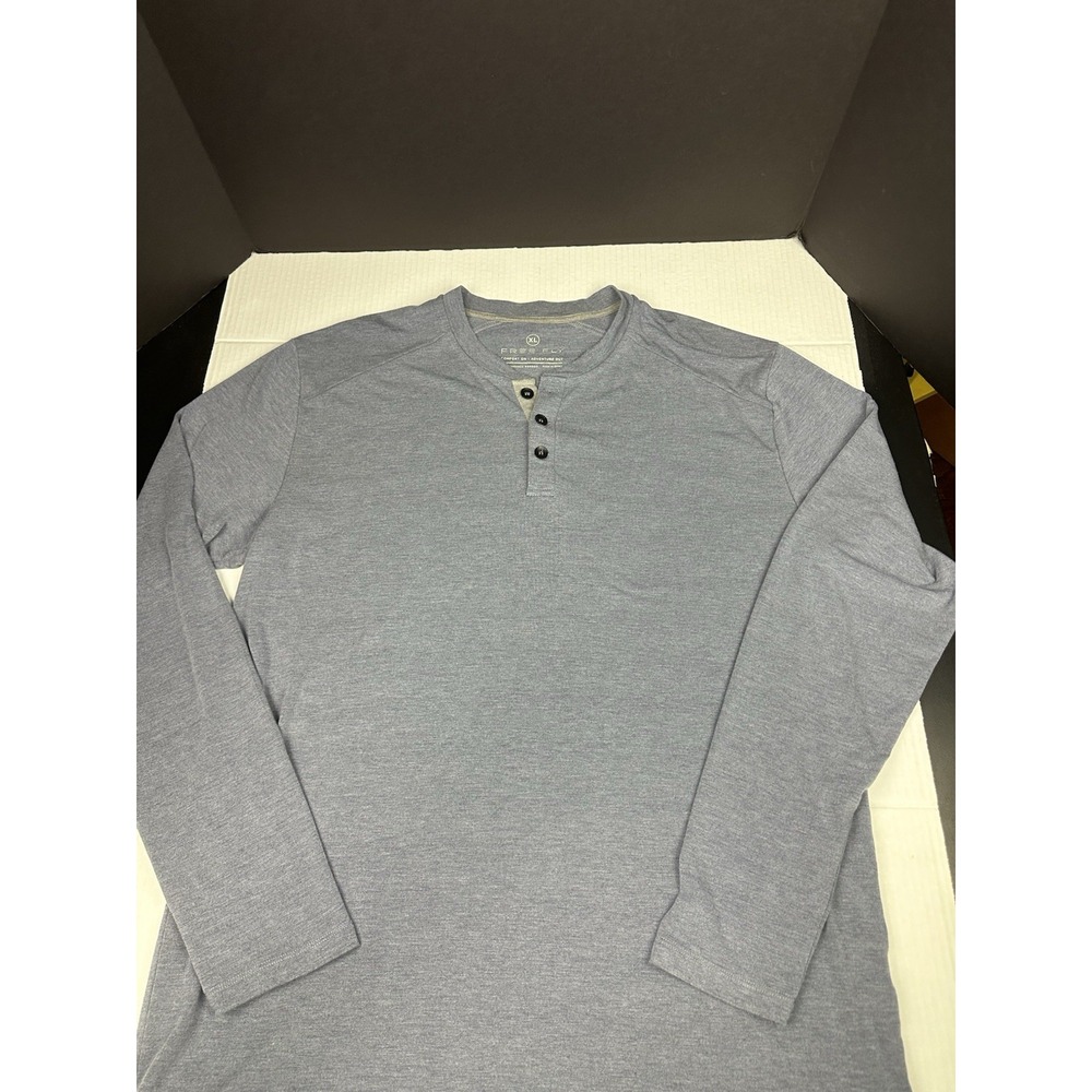 Free Fly Shirt Mens XL Blue Bamboo Long Sleeve Henley Lightweight Casual Top